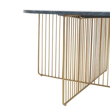 Orsina Nirav Green Marble Coffee Table with Gold Iron Base