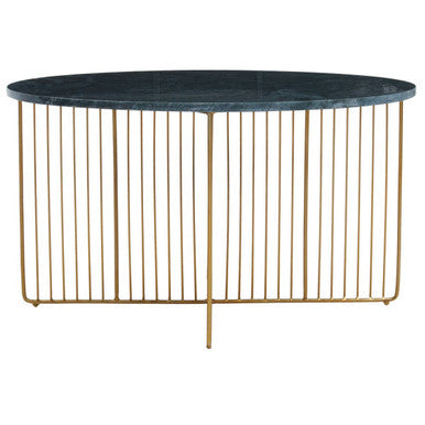 Orsina Nirav Green Marble Coffee Table with Gold Iron Base