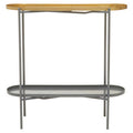 Orsina Kobra Console Table – Matte Gold & Grey Enamel Two-Tier Shelf