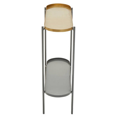 Orsina Kobra Console Table – Matte Gold & Grey Enamel Two-Tier Shelf