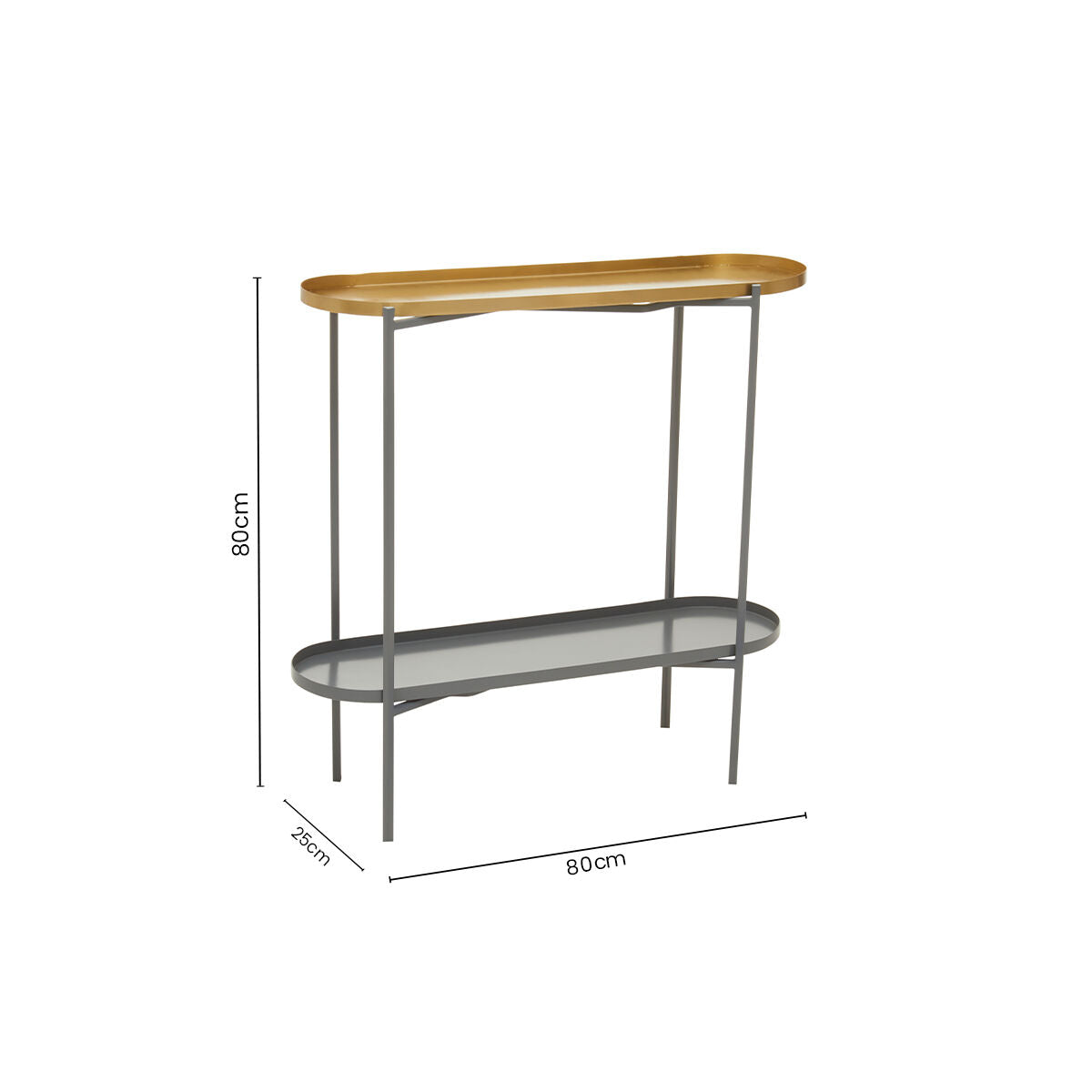 Orsina Kobra Console Table – Matte Gold & Grey Enamel Two-Tier Shelf