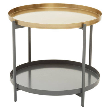 Orsina Kobra Two Tier Coffee Table – Matte Gold & Grey Enamel Metal
