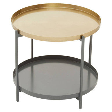 Orsina Kobra Two Tier Coffee Table – Matte Gold & Grey Enamel Metal