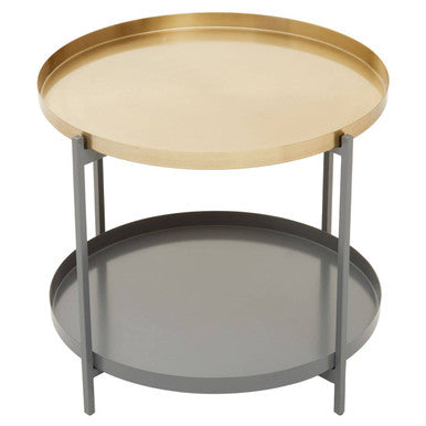 Orsina Kobra Two Tier Coffee Table – Matte Gold & Grey Enamel Metal