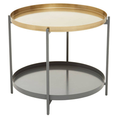 Orsina Kobra Two Tier Coffee Table – Matte Gold & Grey Enamel Metal