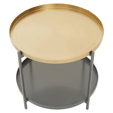 Orsina Kobra Two Tier Coffee Table – Matte Gold & Grey Enamel Metal