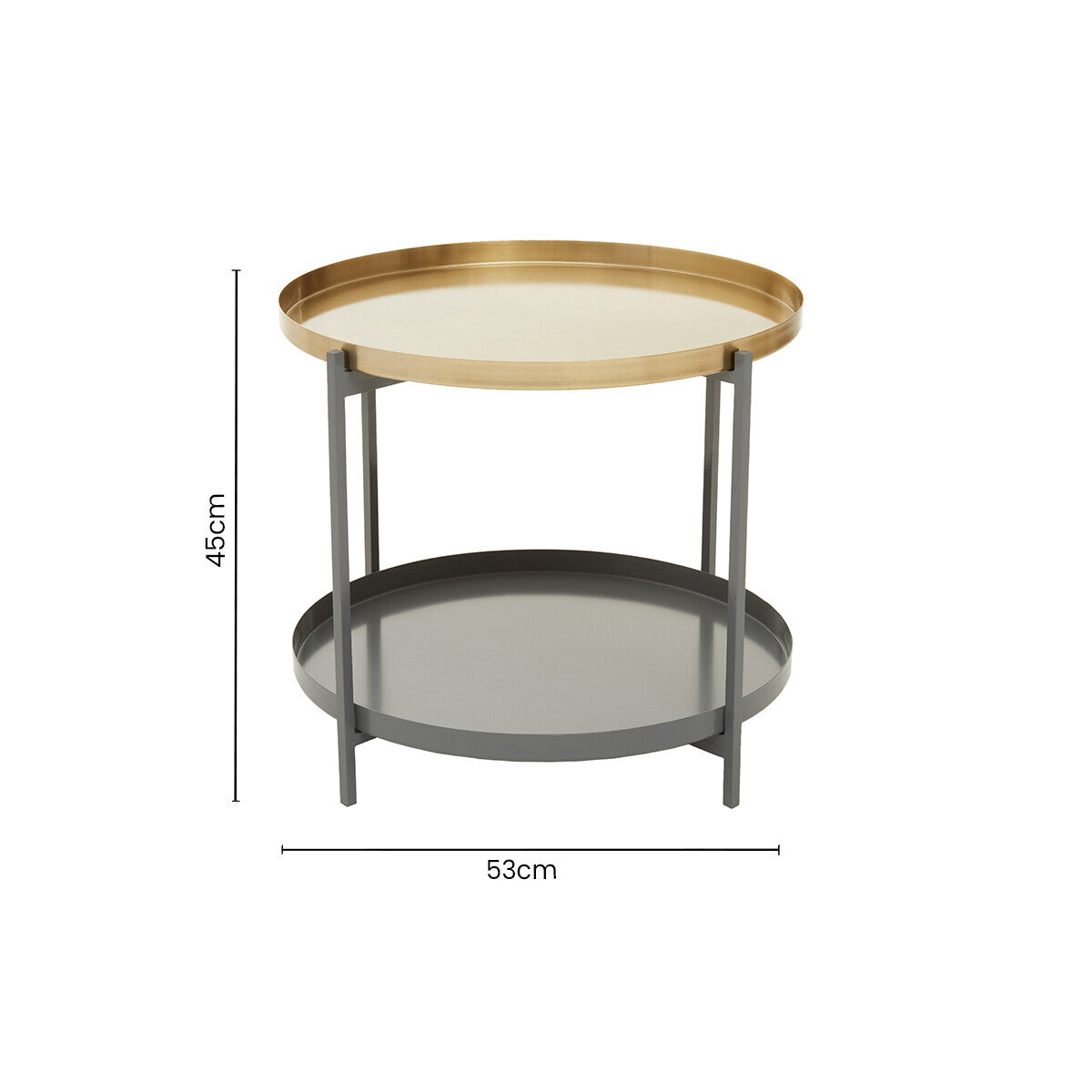 Orsina Kobra Two Tier Coffee Table – Matte Gold & Grey Enamel Metal