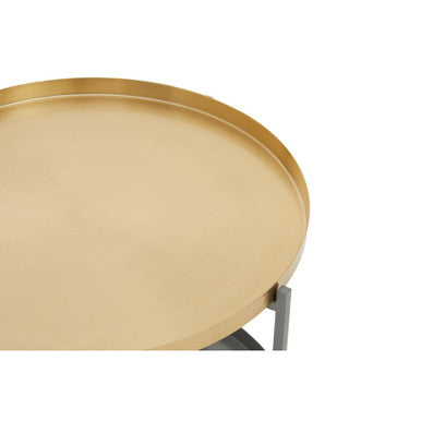 Orsina Kobra Two Tier Coffee Table – Matte Gold & Grey Enamel Metal