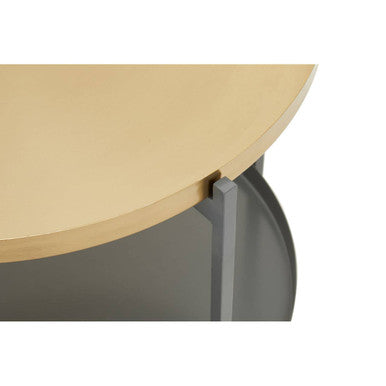 Orsina Kobra Two Tier Coffee Table – Matte Gold & Grey Enamel Metal