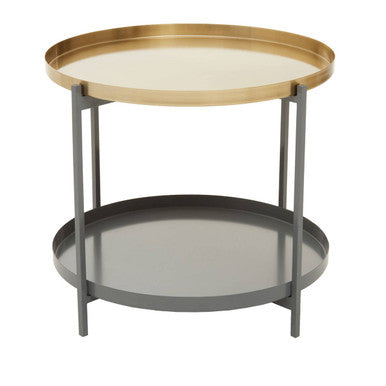 Orsina Kobra Two Tier Coffee Table – Matte Gold & Grey Enamel Metal