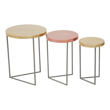 Orsina Kobra Nesting Side Tables - Set of 3 Gold and Grey Metal