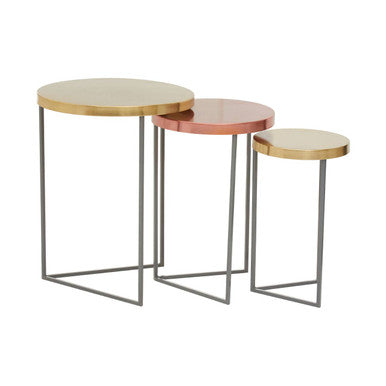 Orsina Kobra Nesting Side Tables - Set of 3 Gold and Grey Metal