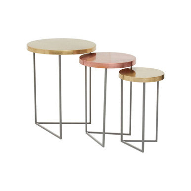 Orsina Kobra Nesting Side Tables - Set of 3 Gold and Grey Metal