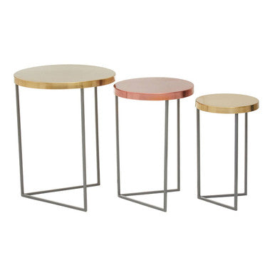 Orsina Kobra Nesting Side Tables - Set of 3 Gold and Grey Metal