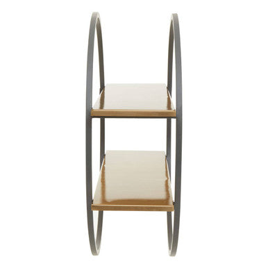 Orsina Kobra Two-Tier Wall Shelf – Round Grey & Matte Gold Metal Unit