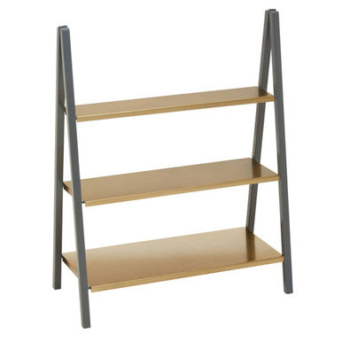 Orsina Kobra 3-Tier Metal Shelving Unit – Matte Gold and Grey