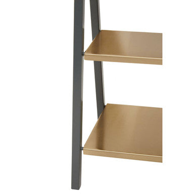 Orsina Kobra 3-Tier Metal Shelving Unit – Matte Gold and Grey