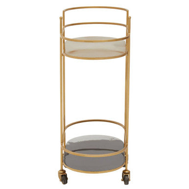 Orsina Kobra Grey Bar Trolley – Matte Gold Metal Serving Cart