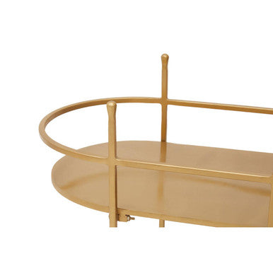 Orsina Kobra Grey Bar Trolley – Matte Gold Metal Serving Cart