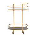 Orsina Kobra Grey Bar Trolley – Matte Gold Metal Serving Cart