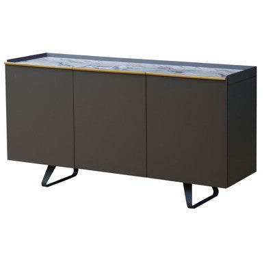 Orsina Spezia Grey Marble Top Sideboard – 3-Door Modern Storage Cabinet