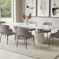 Orsina Sesto White Marble Dining Table with Silver Metal Supports