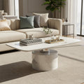 Orsina Sesto White Marble Coffee Table | Modern Stainless Steel Detail