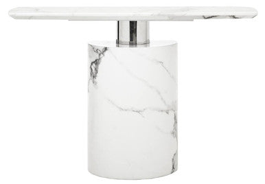 Orsina Sesto White Marble Console Table | Modern Half-Moon Entryway Table