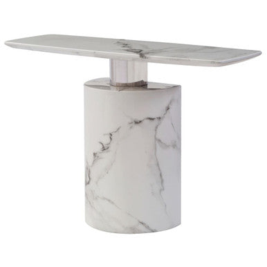 Orsina Sesto White Marble Console Table | Modern Half-Moon Entryway Table