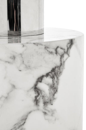 Orsina Sesto White Marble Console Table | Modern Half-Moon Entryway Table