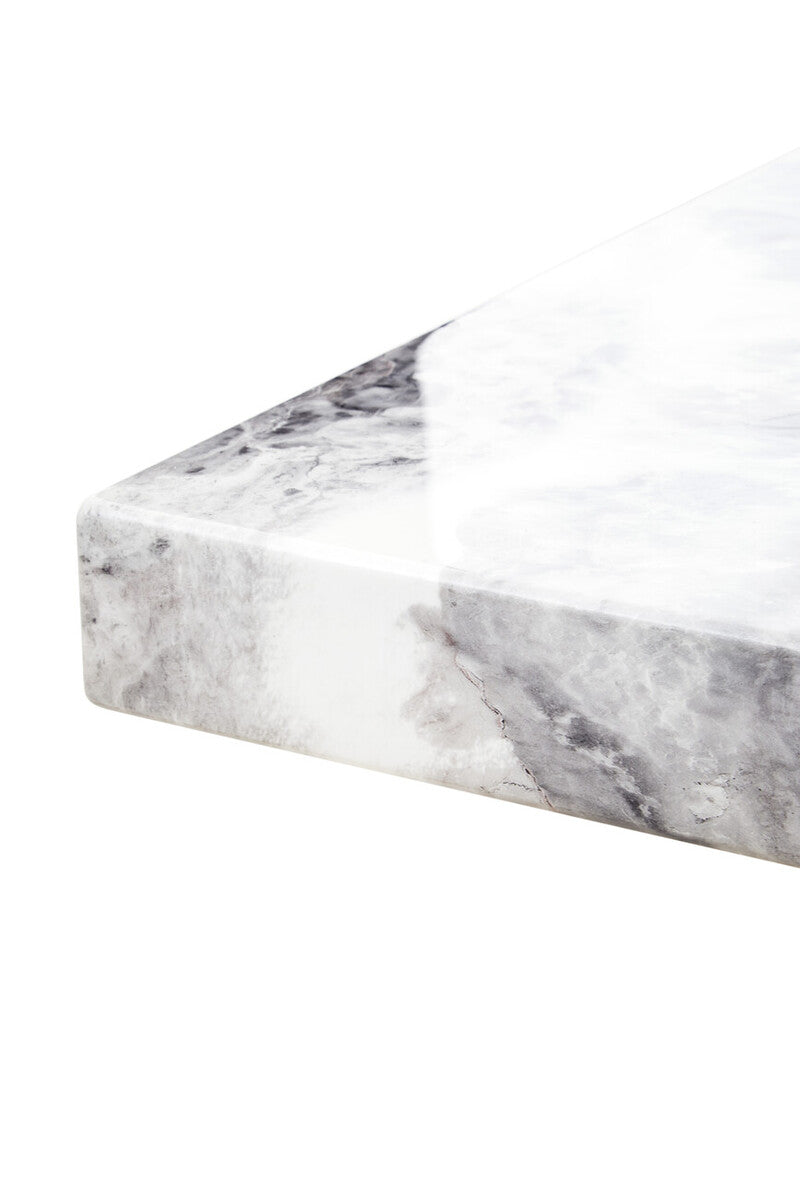 Orsina Saronno Grey Marble Coffee Table | Silver Metal Pedestal Base