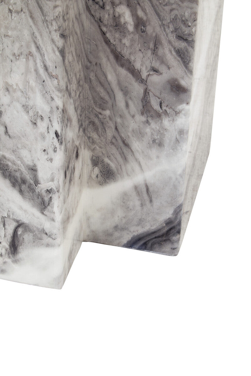 Orsina Saronno Grey Marble Coffee Table | Silver Metal Pedestal Base