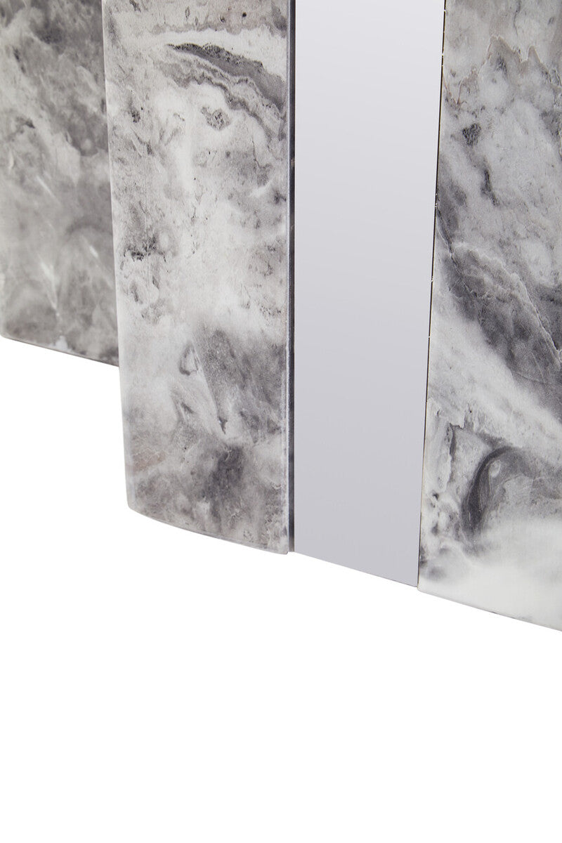 Orsina Saronno Grey Marble Coffee Table | Silver Metal Pedestal Base
