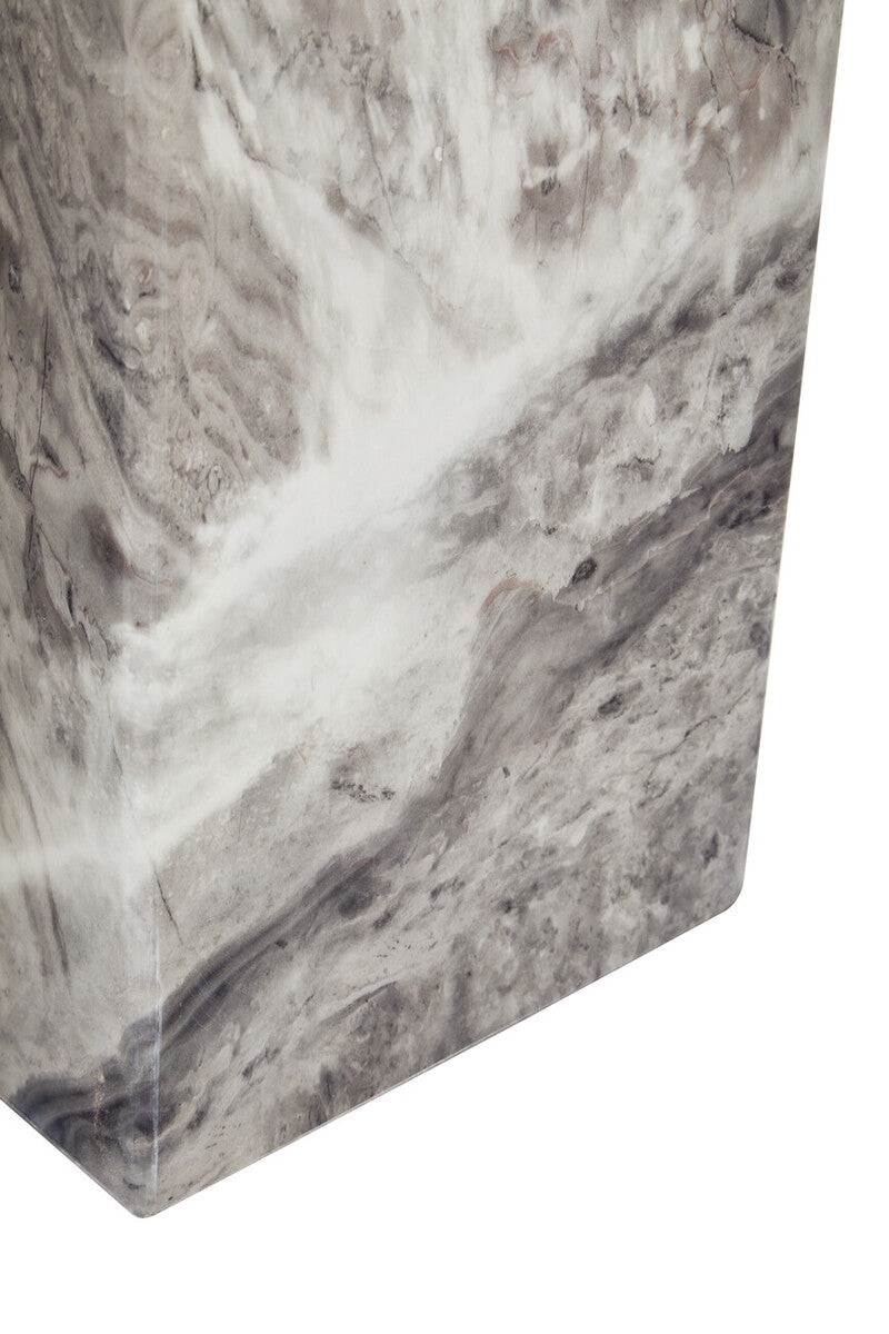 Orsina Saronno Grey Marble Coffee Table | Silver Metal Pedestal Base