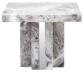 Orsina Saronno Grey Marble Side Table | Silver Stainless Steel Base