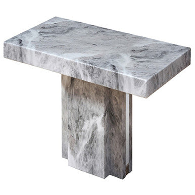 Orsina Saronno Grey Marble Side Table | Silver Stainless Steel Base