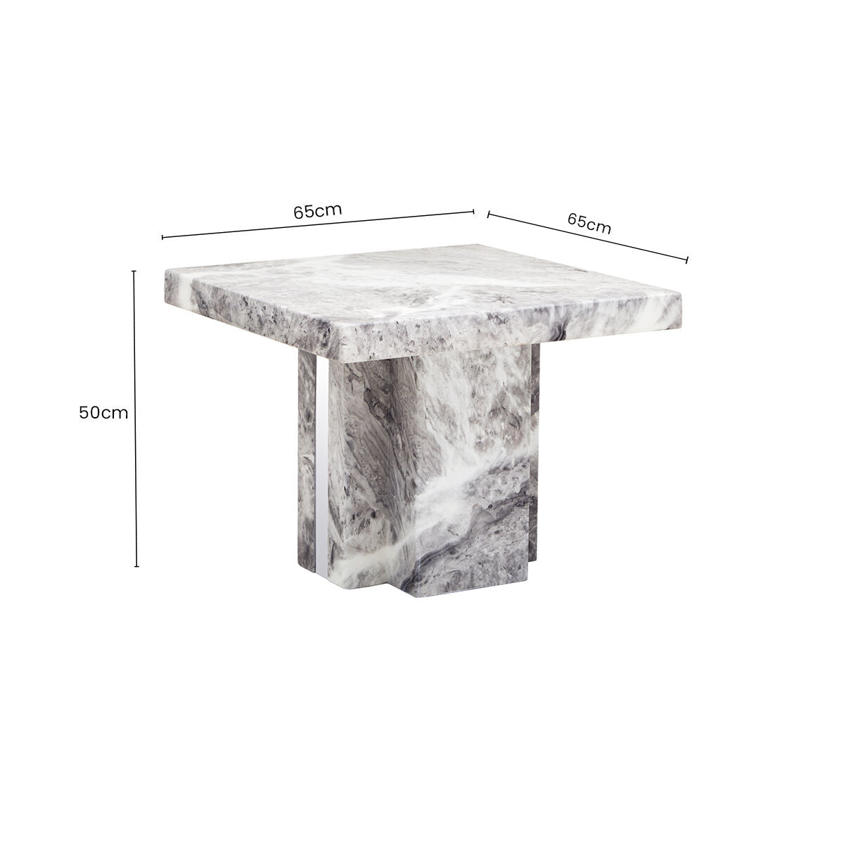 Orsina Saronno Grey Marble Side Table | Silver Stainless Steel Base