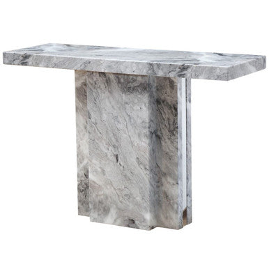Orsina Saronno Grey Marble Console Table with Silver Stainless Steel
