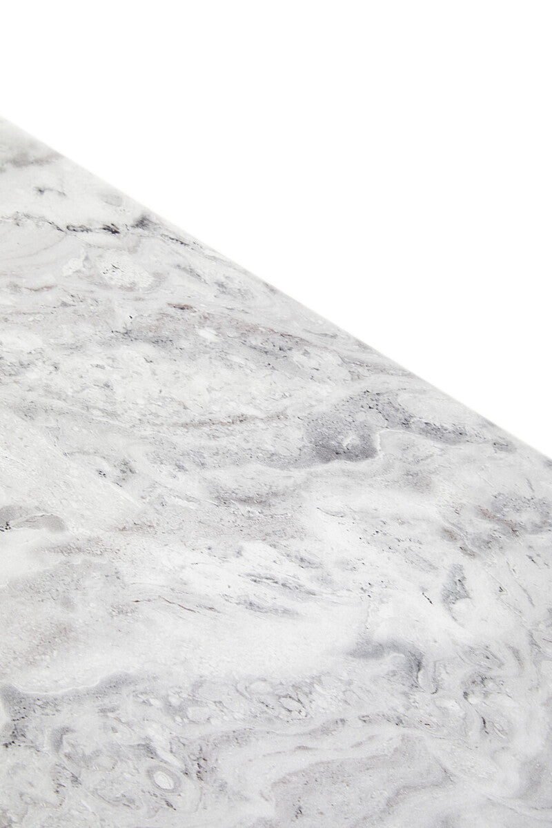 Orsina Saronno Grey Marble Console Table with Silver Stainless Steel