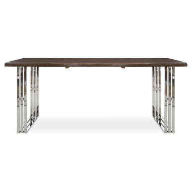 Orsina Hampstead Acacia Wood Dining Table with Stainless Steel Base