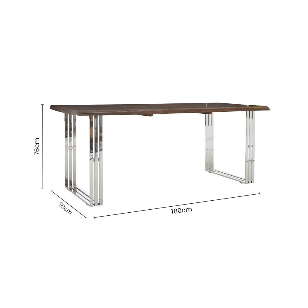 Orsina Hampstead Acacia Wood Dining Table with Stainless Steel Base
