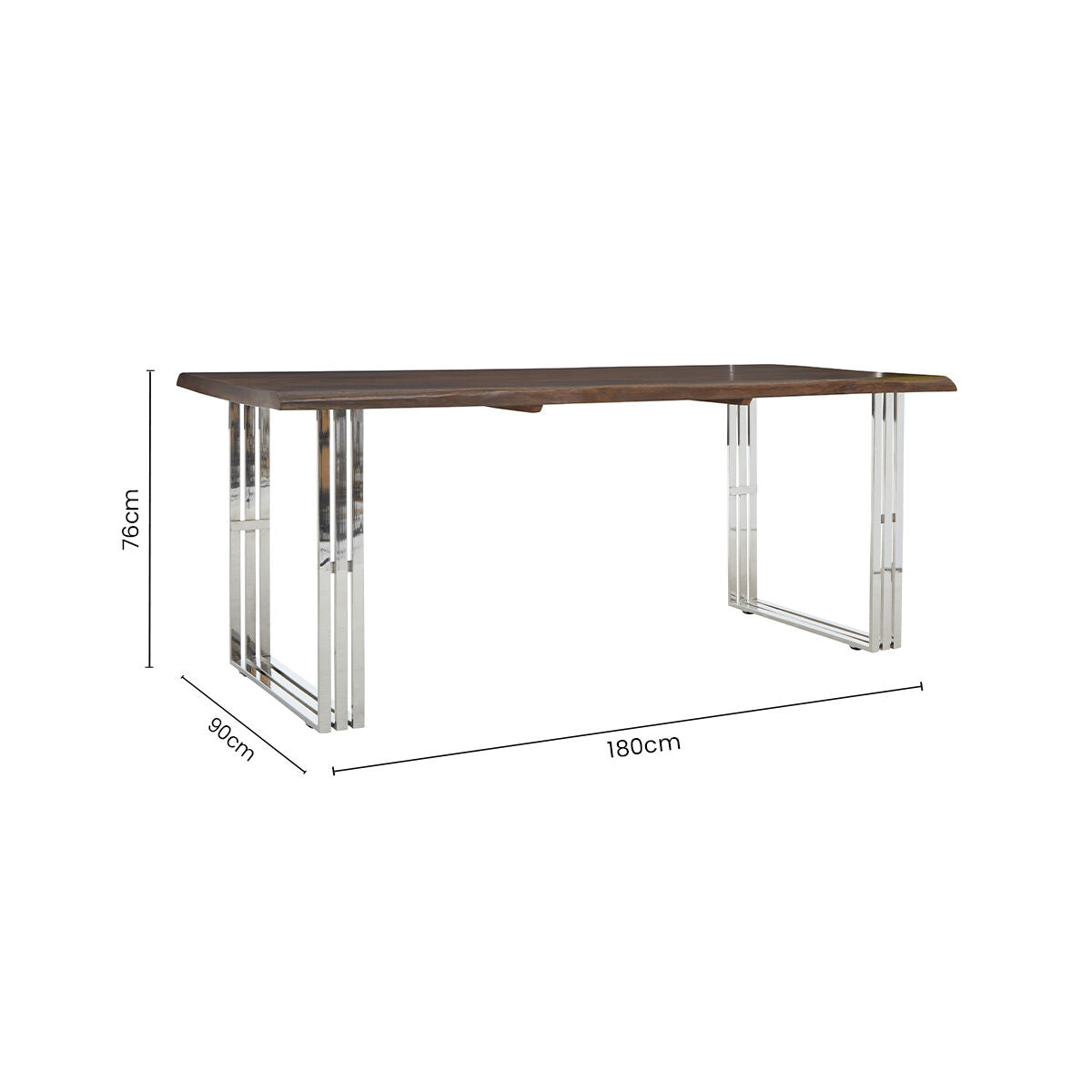 Orsina Hampstead Acacia Wood Dining Table with Stainless Steel Base