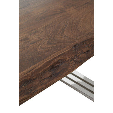 Orsina Hampstead Acacia Wood Dining Table with Stainless Steel Base