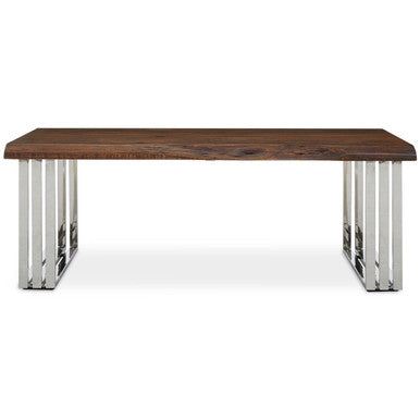 Orsina Hampstead Acacia Wood Coffee Table with Silver Stainless Base