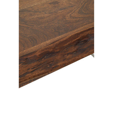 Orsina Hampstead Acacia Wood Coffee Table with Silver Stainless Base
