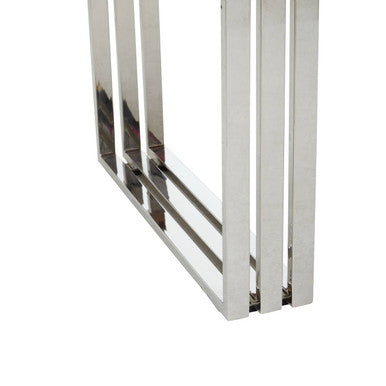 Orsina Hampstead Acacia Wood Coffee Table with Silver Stainless Base