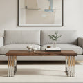 Orsina Hampstead Acacia Wood Coffee Table with Silver Stainless Base