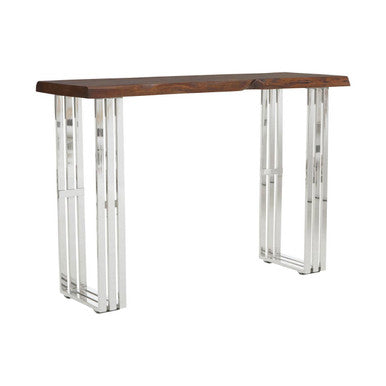 Orsina Hampstead Acacia Wood Console Table with Silver Steel Base