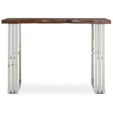 Orsina Hampstead Acacia Wood Console Table with Silver Steel Base