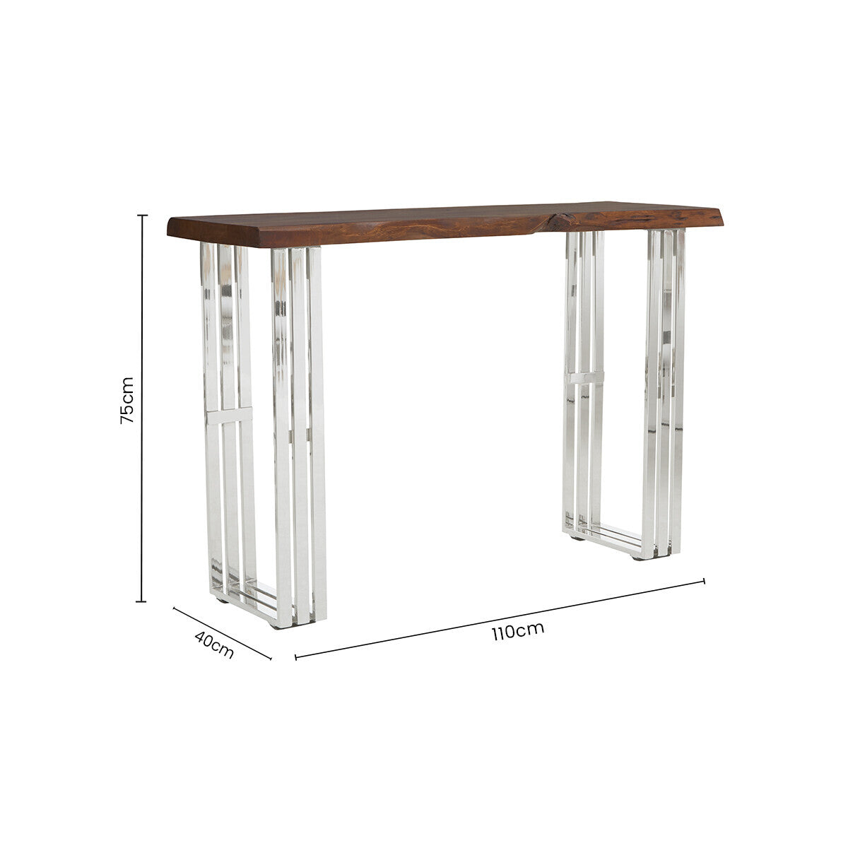 Orsina Hampstead Acacia Wood Console Table with Silver Steel Base